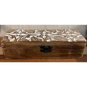Hand Carved Wooden Trinket box